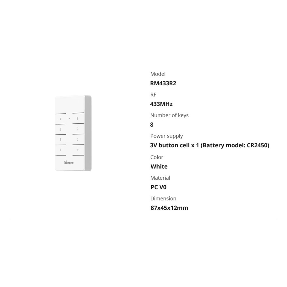 GloboStar® 80074 SONOFF RM433R2 - Remote Controller RF 433Mhz 8 Key (Battery Included) - Image 9