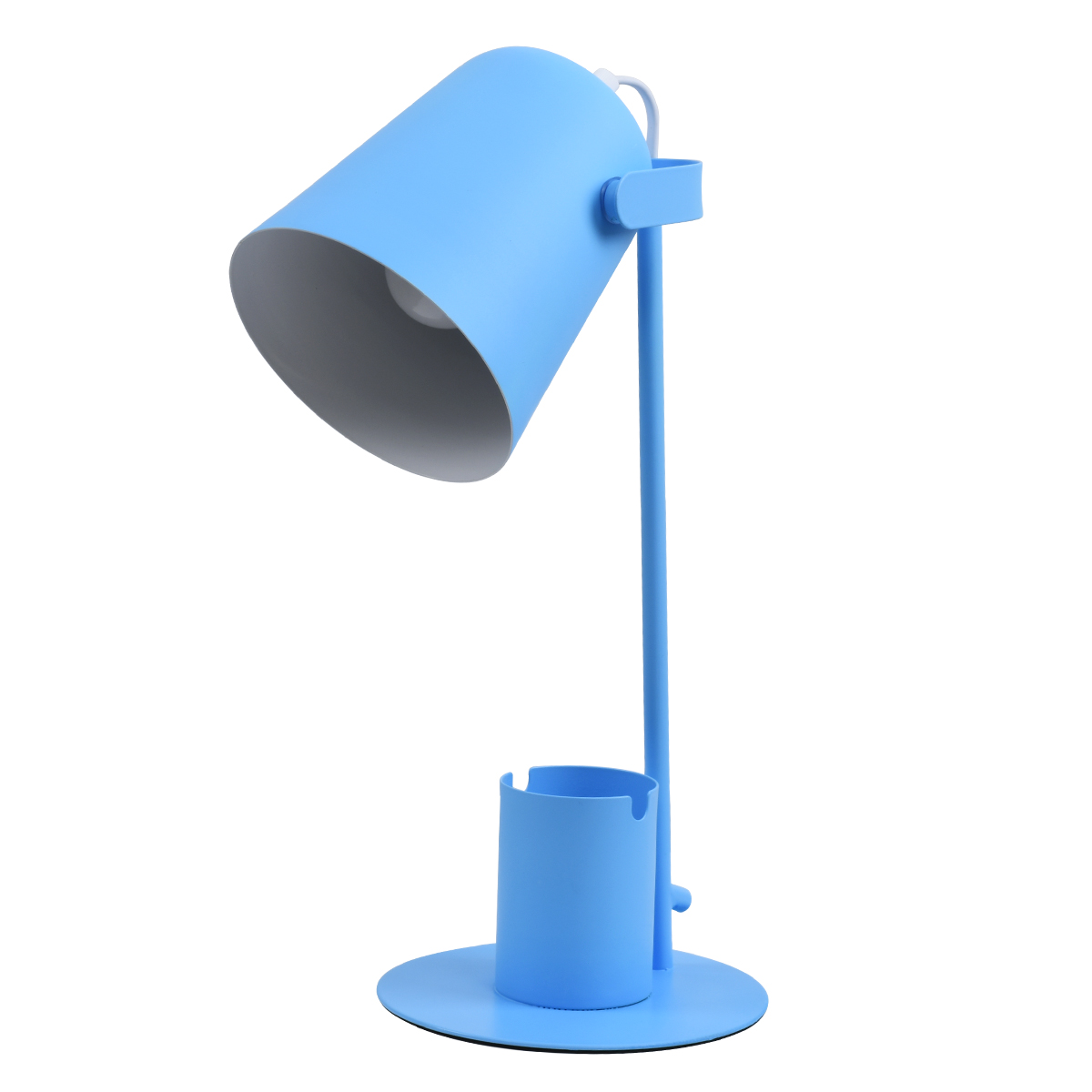 GloboStar® PENCASE 61568 Μοντέρνο Επιτραπέζιο Φωτιστικό Γραφείου - Πορτατίφ - Μονόφωτο 1 x E27 Μπλε Μεταλλικό Καμπάνα με Διακόπτη On/Off - Μολυβοθήκη & Βάση Τηλεφώνου - L12 x W15 x H38cm - Image 2