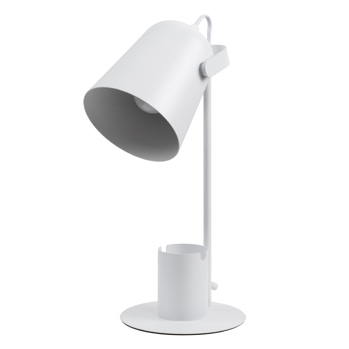 GloboStar® PENCASE 61564 Μοντέρνο Επιτραπέζιο Φωτιστικό Γραφείου - Πορτατίφ - Μονόφωτο 1 x E27 Λευκό Μεταλλικό Καμπάνα με Διακόπτη On/Off - Μολυβοθήκη & Βάση Τηλεφώνου - L12 x W15 x H38cm - Image 2