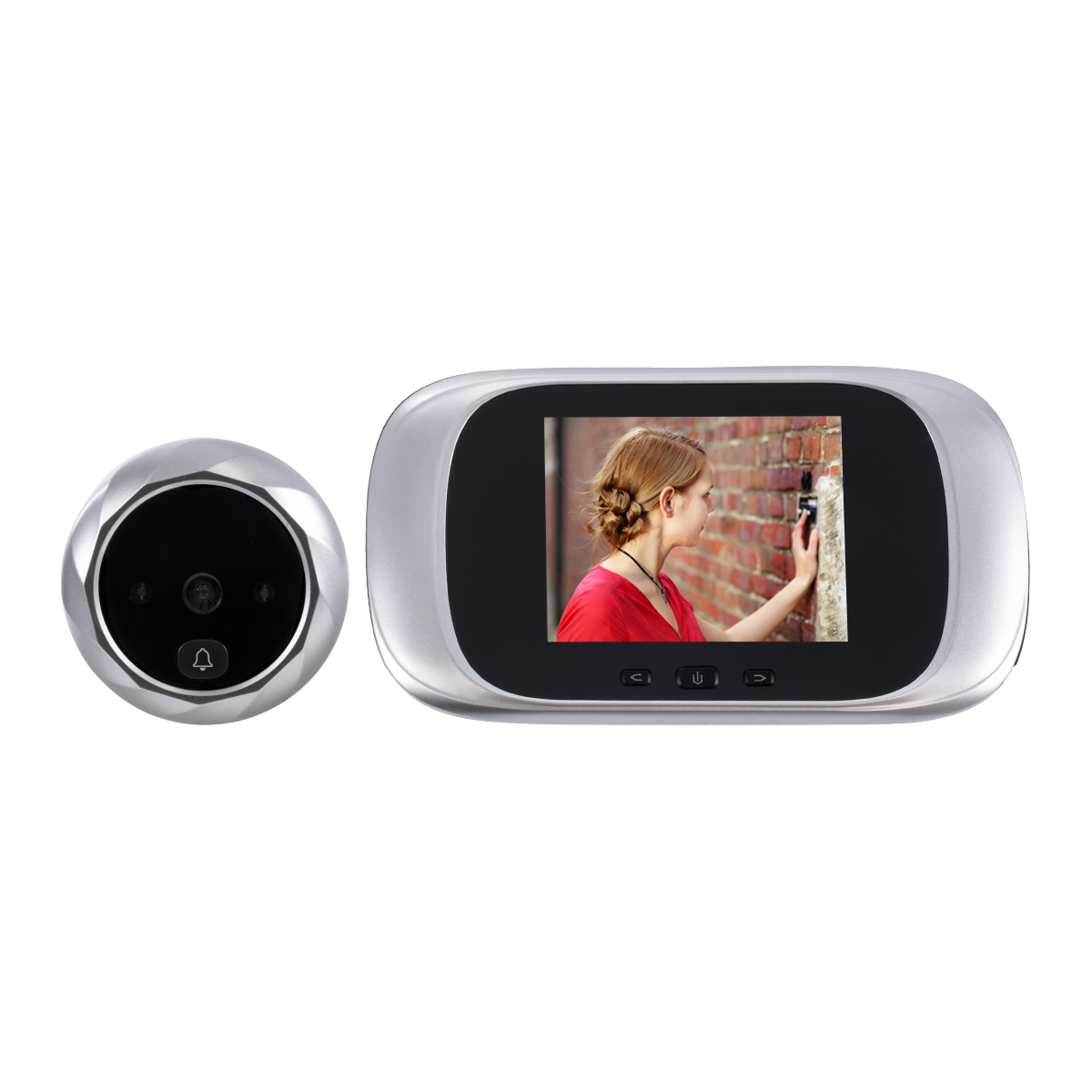 GloboStar® 86067 Επαναφορτιζόμενη Ψηφιακή Έξυπνη Camera Εξώπορτας 90° Μοιρών με Έγχρωμη Οθόνη 2.8" Inches - USB - Νυχτερινή Όραση με LED IR - Κουδούνι - Ασημί - Image 3