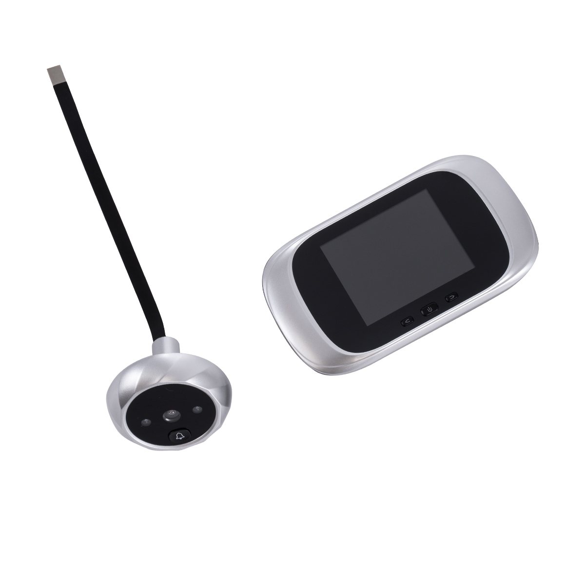 GloboStar® 86067 Επαναφορτιζόμενη Ψηφιακή Έξυπνη Camera Εξώπορτας 90° Μοιρών με Έγχρωμη Οθόνη 2.8" Inches - USB - Νυχτερινή Όραση με LED IR - Κουδούνι - Ασημί - Image 8