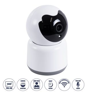 GloboStar® 86072 Rechargeable Table Camera WiFi HD 1080P 3MP 350° 5200mAh Two Way Audio & Motion Detection - Επαναφορτιζόμενη Επιτραπέζια Κάμερα WiFi HD 1080P 350° 5200mAh Διπλή Κατέυθυνση Ομιλίας με Ανιχνευτή Κίνησης - Following Face Auto Tracking - Λευκ