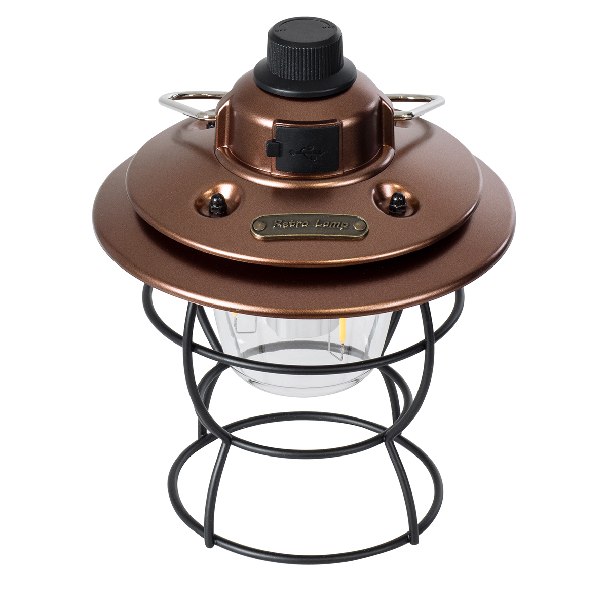 GloboStar® 85697 Αυτόνομο Φανάρι Camping LED 4W USB 2.0 με Επαναφορτιζόμενη Μπαταρία 1 x 18650 2000mAh Li-ion Power Bank IP20 Dimmable Καφέ με Διάφανο Γυαλί CCT Εναλλαγή Φωτισμού μέσω On/Off All In One Ψυχρό 6000K+Φυσικό 4500K+Θερμό 2700K Φ13.5 x Υ17.5cm - Image 3