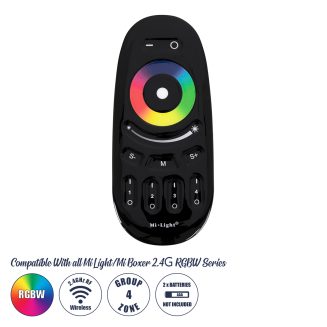 GloboStar® 71410 FUT096-B Ασύρματο Χειριστήριο 2.4Ghz 4 Group για όλα τα Controller RGBW Mi Light & Mi Boxer DC 3V 2 x AAA - IP20 Μαύρο Μ12 x Π5.4 x Υ2cm - 5 Years Warranty