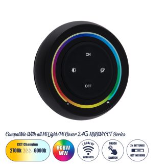 GloboStar® 71434 S2-B Ασύρματο Χειριστήριο 2.4Ghz Rainbow Touch Switch 1 Group για όλα τα Controller RGB+CCT Mi Light & Mi Boxer DC 3V 2 x AAA - IP20 Φ7 x Υ2.5cm - 5 Years Warranty