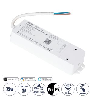 GloboStar® 71437 WL1-P75V24 Mi-Light Ασύρματο RF 2.4Ghz LED Driver Wireless WiFi 1 Καναλιού για Μονόχρωμα Προϊόντα LED 75W 3A - AC 100-240V σε DC 24V - IP20 Μ19 x Π5.5 x Υ3.2cm - 5 Years Warranty