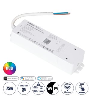 GloboStar® 71439 WL3-P75V24 Mi-Light Ασύρματο RF 2.4Ghz Smart Controller LED Driver Wireless WiFi 3 Καναλιών για RGB Προϊόντα LED 75W 3A - AC 100-240V σε DC 24V - IP20 Μ19 x Π5.5 x Υ3.2cm - 5 Years Warranty