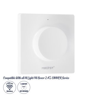 GloboStar® 71443 K1 Ασύρματο Επιτοίχιο Χειριστήριο Dimmer 2.4Ghz 1 Group για όλα τα Controller Μονόχρωμα Mi Light & Mi Boxer DC 3V 1 x CR2032 - IP20 Λευκό Μ8.5 x Π8.5 x Υ2.5cm - 5 Years Warranty