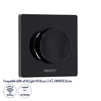 GloboStar® 71444 K1-B Ασύρματο Επιτοίχιο Χειριστήριο Dimmer 2.4Ghz 1 Group για όλα τα Controller Μονόχρωμα Mi Light & Mi Boxer DC 3V 1 x CR2032 - IP20 Μαύρο Μ8.5 x Π8.5 x Υ2.5cm - 5 Years Warranty