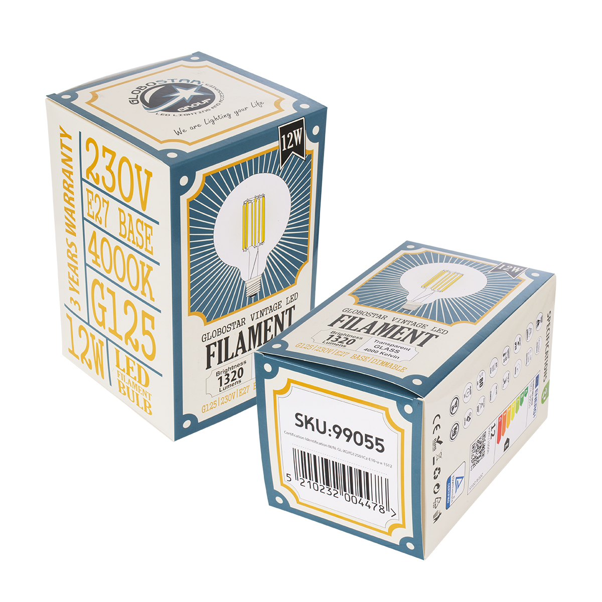 GloboStar® 99055 Λάμπα LED Long Filament E27 G125 Γλόμπος 12W 1320lm 360° AC 220-240V IP20 Φ12.5 x Υ18cm Φυσικό Λευκό 4000K με Διάφανο Γυαλί - Dimmable - 3 Years Warranty - Image 6