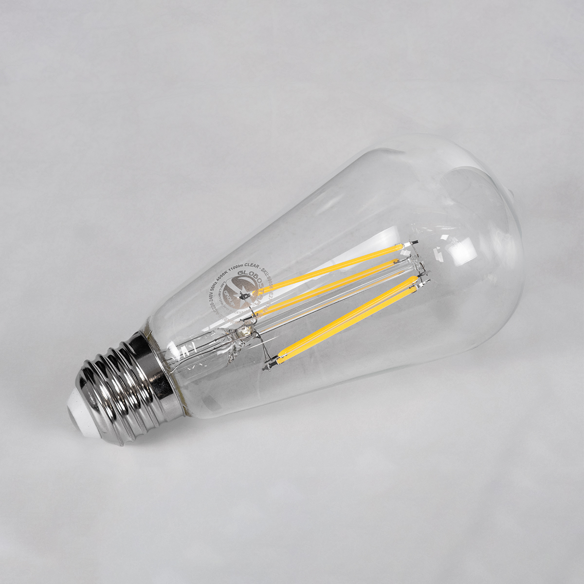GloboStar® 99056 Λάμπα LED Long Filament E27 ST64 Αχλάδι 10W 1100lm 360° AC 220-240V IP20 Φ6.4 x Υ14cm Φυσικό Λευκό 4000K με Διάφανο Γυαλί - Dimmable - 3 Years Warranty - Image 4