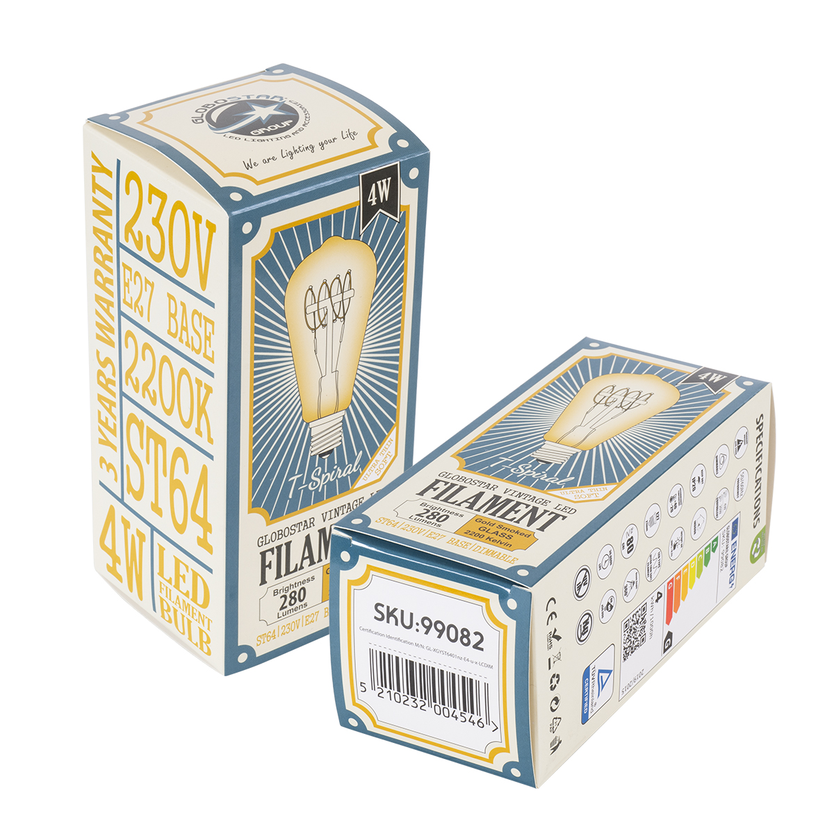 GloboStar® 99082 Λάμπα LED Ultra Thin Soft S Spiral Filament E27 ST64 Αχλάδι 4W 280lm 360° AC 220-240V IP20 Φ6.4 x Υ14cm Ultra Θερμό Λευκό 2200K με Μελί Γυαλί - Dimmable - 3 Years Warranty - Image 6