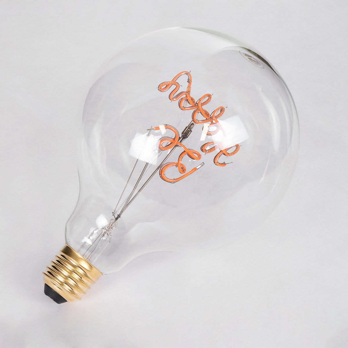 GloboStar® 99259 Λάμπα LED Ultra Thin Soft S Spiral Letter Filament E27 G125 BE HAPPY Γλόμπος 4W 340lm 360° AC 220-240V IP20 Φ12.5 x Υ18cm Ροζ με Διάφανο Γυαλί - Dimmable - 3 Years Warranty - Image 5