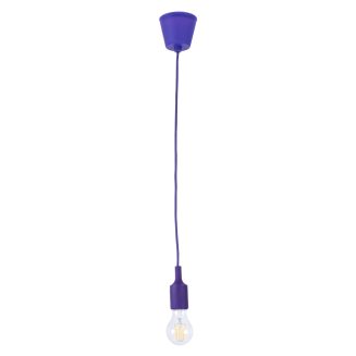 GloboStar® CABLITO 61560 Μοντέρνο Κρεμαστό Φωτιστικό Οροφής Μονόφωτο 1 x E27 Μωβ Σιλικόνης Ανάρτηση με Υφασμάτινο Καλώδιο Φ4 x Υ110cm