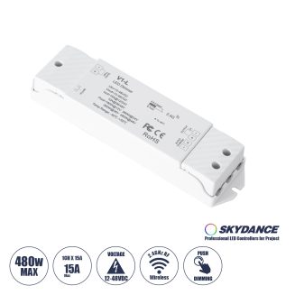 GloboStar® 71568 V1-L SKYDANCE DC RF 2.4Ghz Dimmer High Speed Controller & Push Dimming 1 Κανάλι DC 12-48V 1 x 15A 480W - Max 15A 480W - IP20 Μ17.5 x Π4.5 x Υ2.5cm - 5 Years Warranty