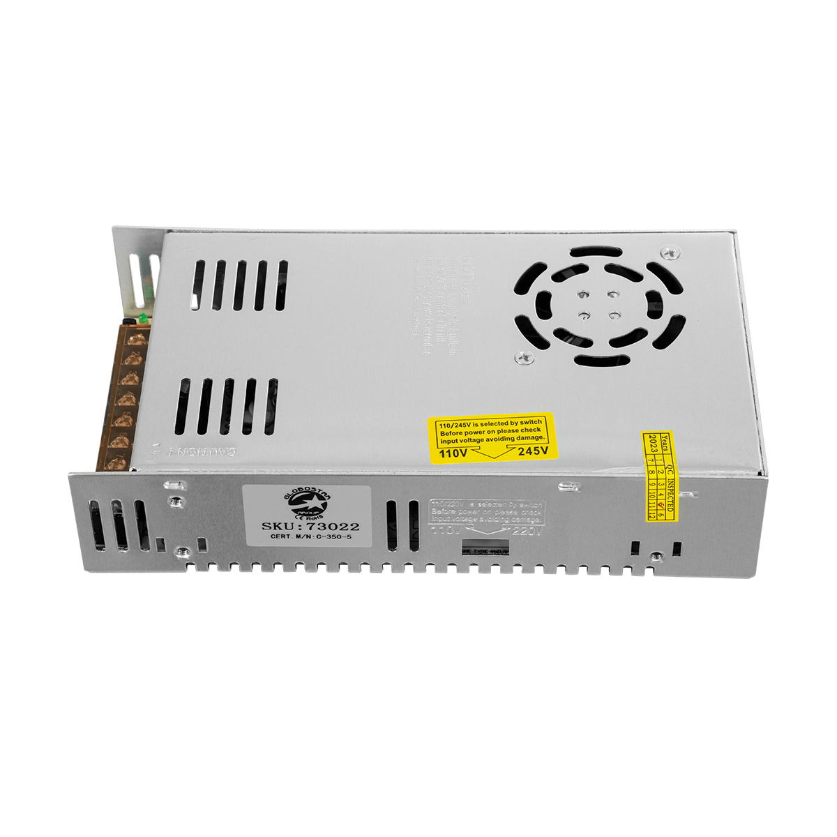 GloboStar® 73022 Μεταλλικό Τροφοδοτικό PELV για Προϊόντα LED 350W 70A - AC 220-240V σε DC 5V - IP20 L21.5 x W11.5 x H5cm - 3 Years Warranty - Image 4