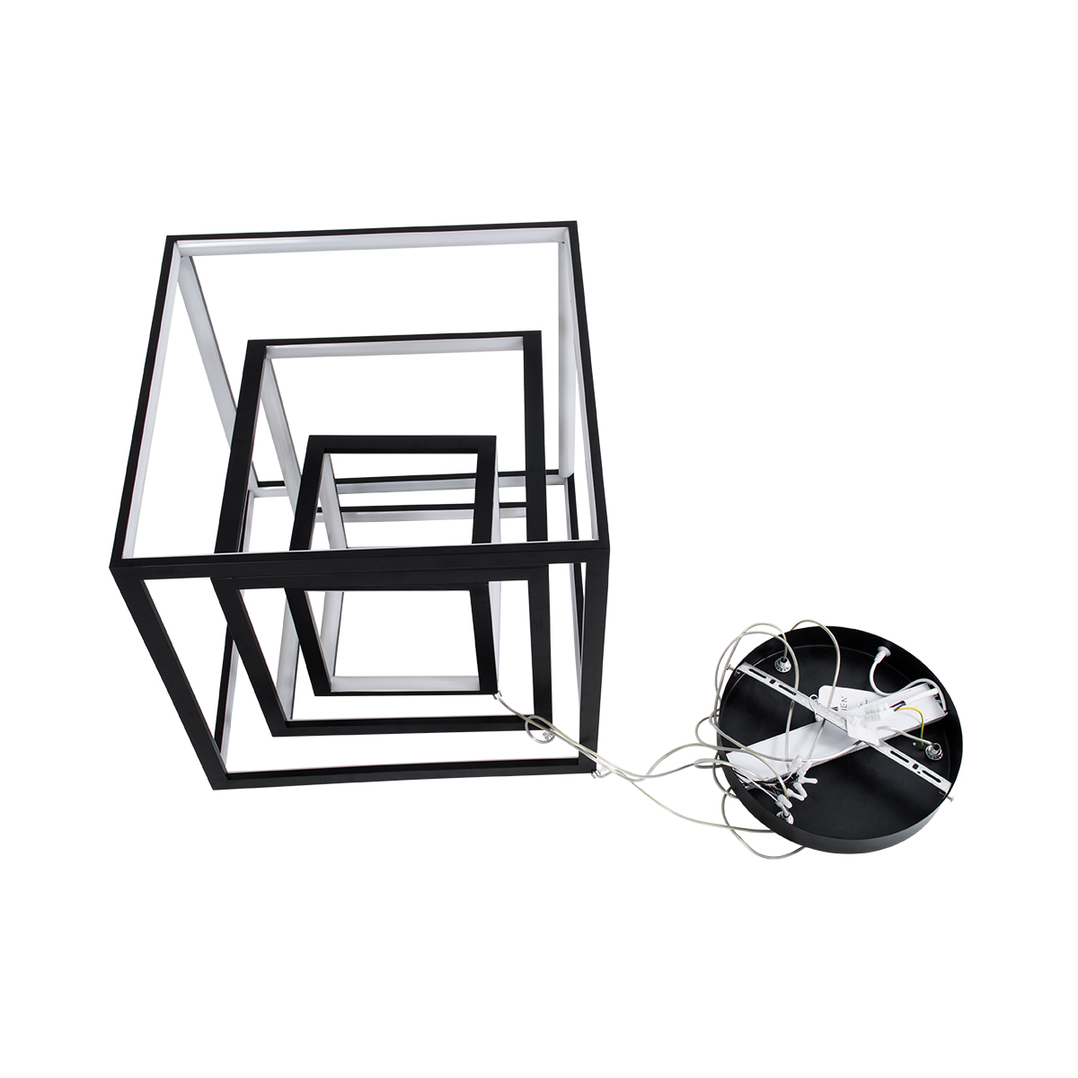 GloboStar® KIBOO-TRIO 60931 Κρεμαστό Φωτιστικό Οροφής Design LED CCT 90W 10350lm 360° AC 220-240V - Εναλλαγή Φωτισμού μέσω Τηλεχειριστηρίου All In One Ψυχρό 6000k+Φυσικό 4500k+Θερμό 2700k Dimmable Μ60 x Π60 x Υ80cm - Μαύρο - 3 Years Warranty - Image 8