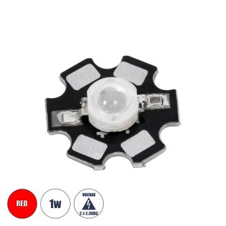 GloboStar® 73746 High Power Star LED - Υψηλής Ισχύος Star LED 1W DC 2.1V Κόκκινο Φ2 x Υ0.6cm - 2 Χρόνια Εγγύηση