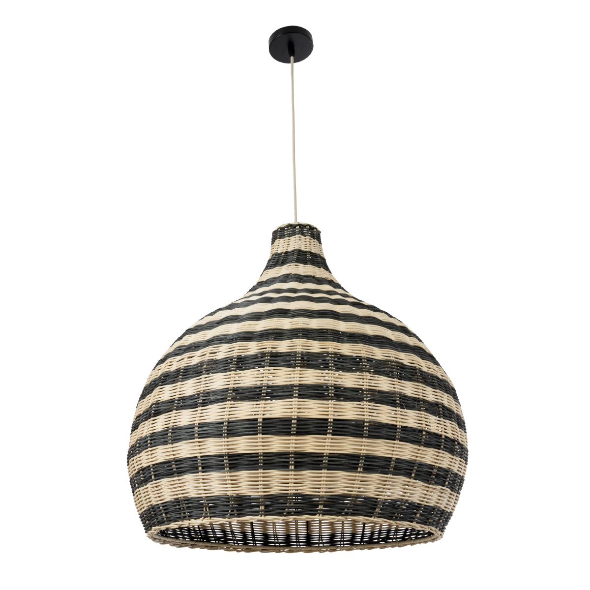 GloboStar® JAMAICA 01955 Boho Κρεμαστό Φωτιστικό Οροφής Μονόφωτο 1 x E27 AC220-240V IP20 - Φ60 x Υ60cm - Μπεζ - Χακί Ξύλινο Πλέγμα Καμπάνα - 5 Χρόνια Εγγύηση - Image 4
