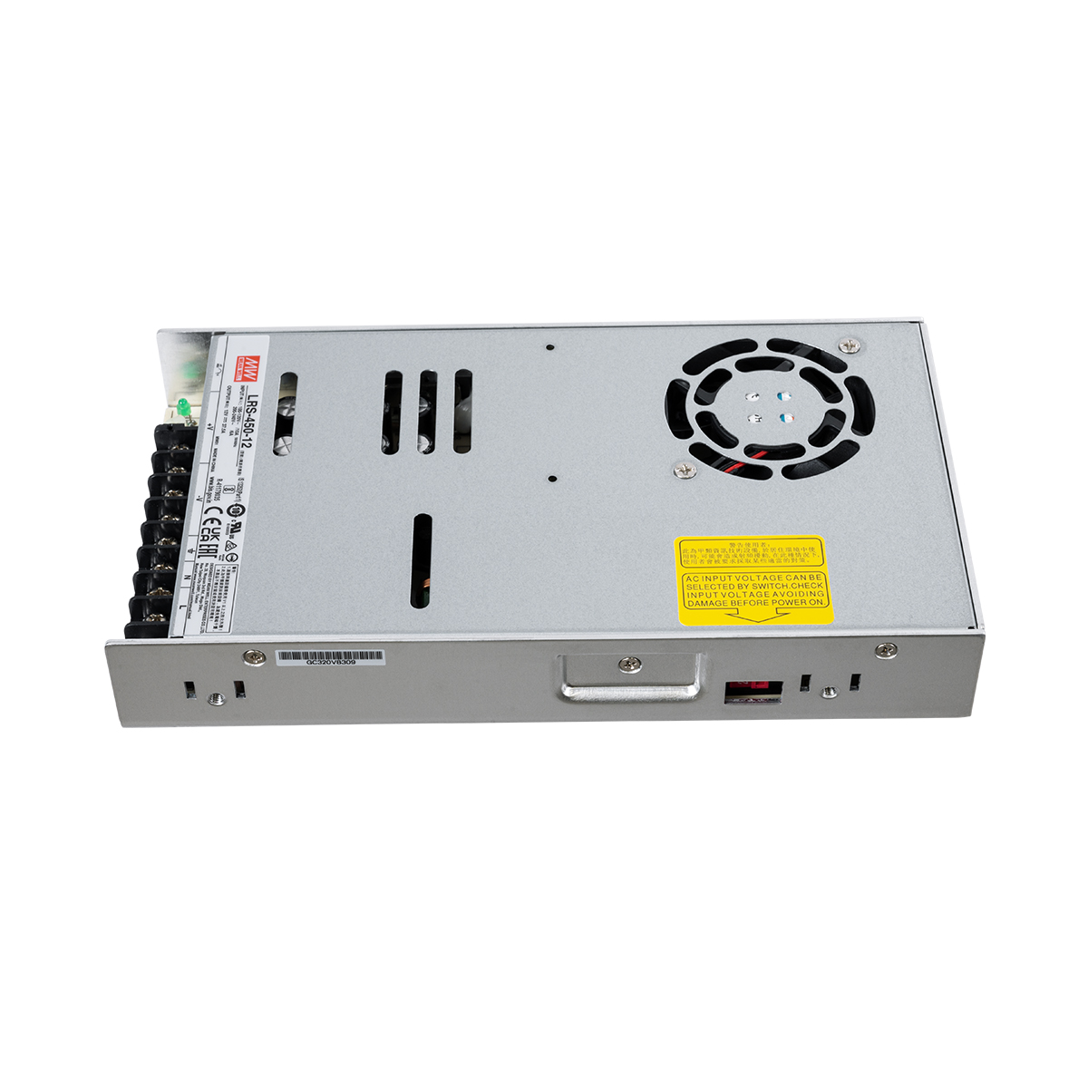 GloboStar® LRS-450-12 90786 MEANWELL Ρυθμιζόμενο Μεταλλικό Τροφοδοτικό PELV για Προϊόντα LED 450W 37.5A - AC 220-240V σε DC 12V - Ρυθμιζόμενο από 10.2VDC έως 13.8VDC - IP20 Μ22.5 x Π12.4 x Υ3.5cm - 3 Years Warranty - Image 4