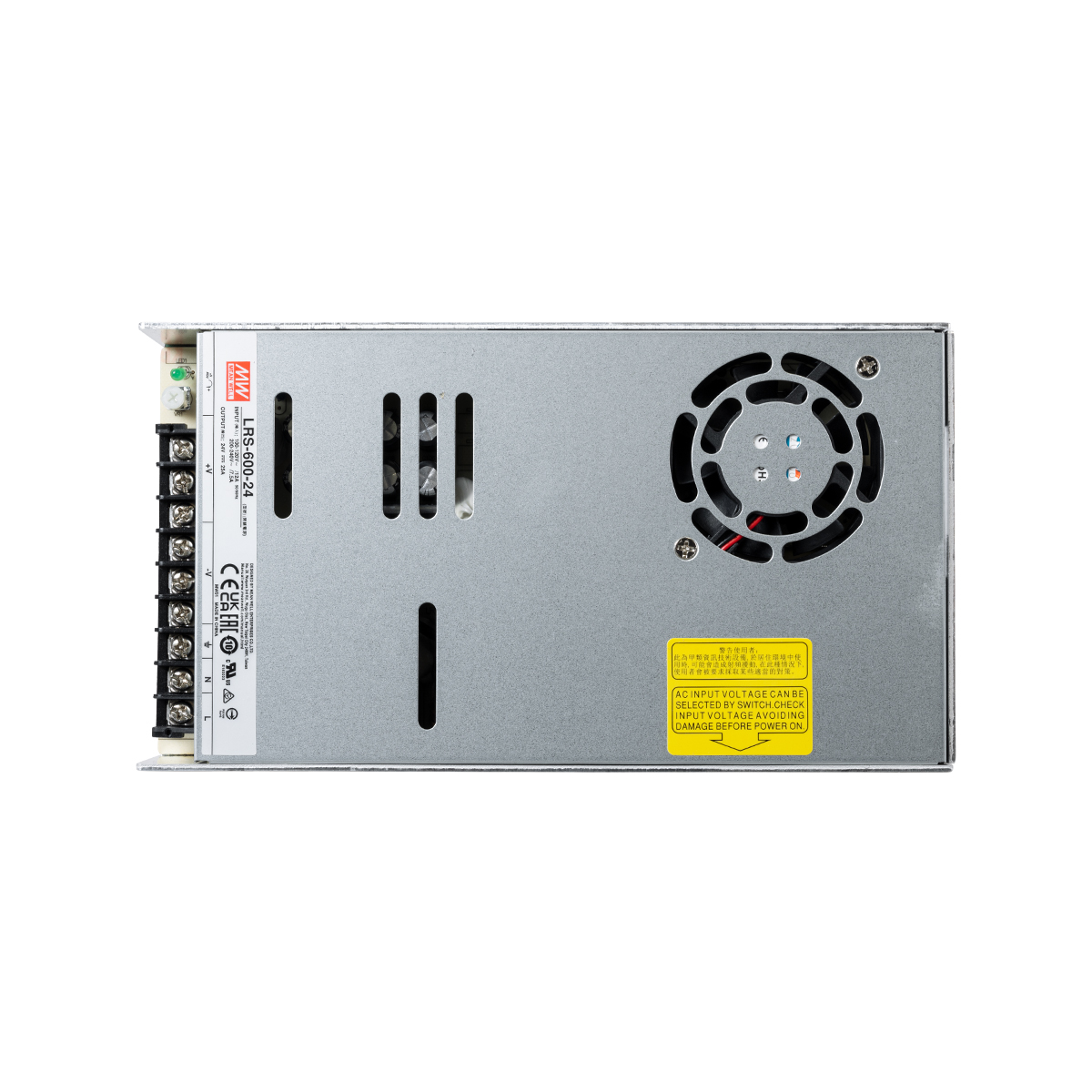 GloboStar® LRS-600-24 90788 MEANWELL Ρυθμιζόμενο Μεταλλικό Τροφοδοτικό PELV για Προϊόντα LED 600W 25A - AC 220-240V σε DC 24V - Ρυθμιζόμενο από 22.8VDC έως 26.4VDC - IP20 Μ22.5 x Π12.4 x Υ4.1cm - 3 Years Warranty - Image 6