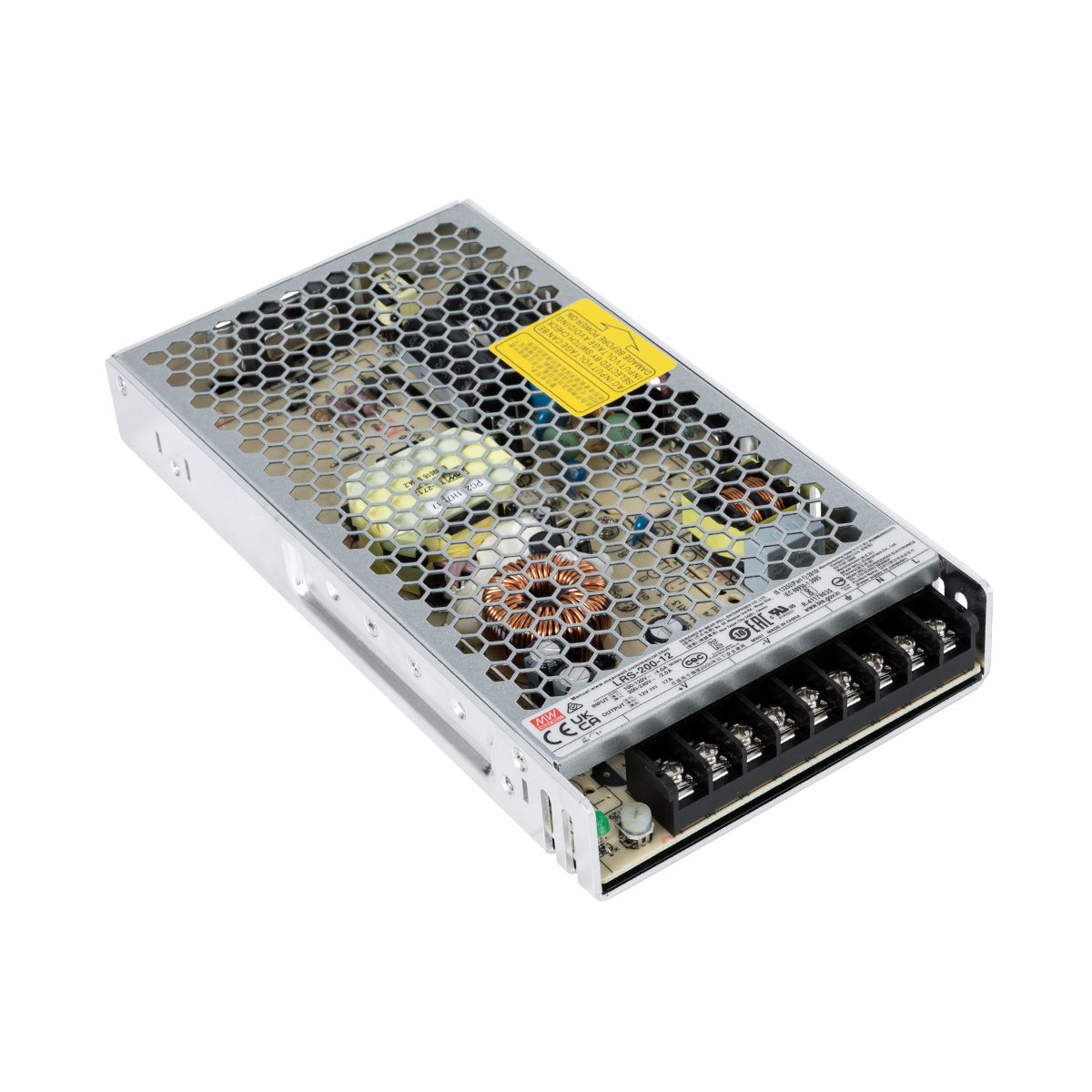 GloboStar® LRS-200-12 90782 MEANWELL Ρυθμιζόμενο Μεταλλικό Τροφοδοτικό PELV για Προϊόντα LED 200W 17A - AC 220-240V σε DC 12V - Ρυθμιζόμενο από 10.2VDC έως 13.8VDC - IP20 Μ21.5 x Π11.5 x Υ3cm - 3 Years Warranty