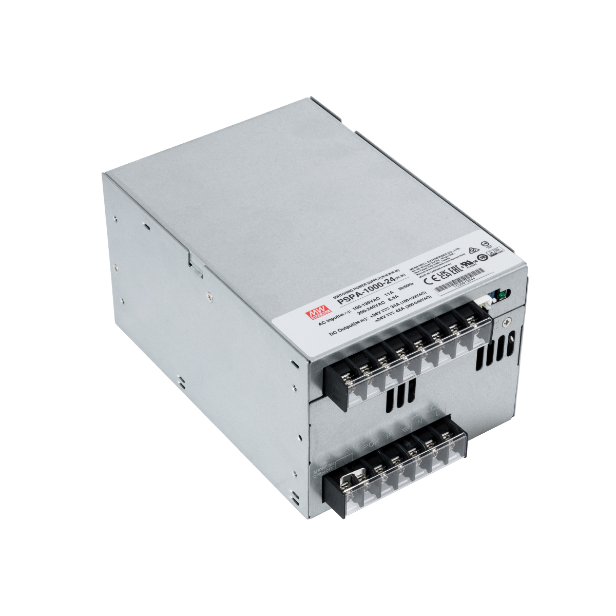 GloboStar® PSPA-1000-24 90792 MEANWELL Ρυθμιζόμενο Μεταλλικό Τροφοδοτικό PELV για Προϊόντα LED 1000W 42A - AC 220-240V σε DC 24V - Ρυθμιζόμενο από 22VDC έως 28VDC - IP20 Μ17 x Π12 x Υ9.3cm - 3 Years Warranty - Image 2