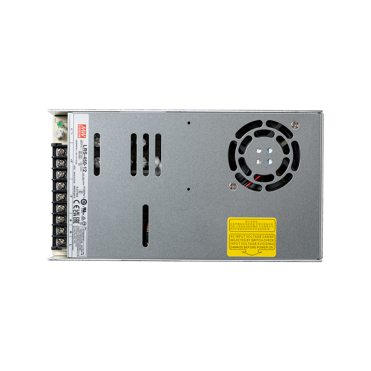 GloboStar® LRS-450-12 90786 MEANWELL Ρυθμιζόμενο Μεταλλικό Τροφοδοτικό PELV για Προϊόντα LED 450W 37.5A - AC 220-240V σε DC 12V - Ρυθμιζόμενο από 10.2VDC έως 13.8VDC - IP20 Μ22.5 x Π12.4 x Υ3.5cm - 3 Years Warranty - Image 6