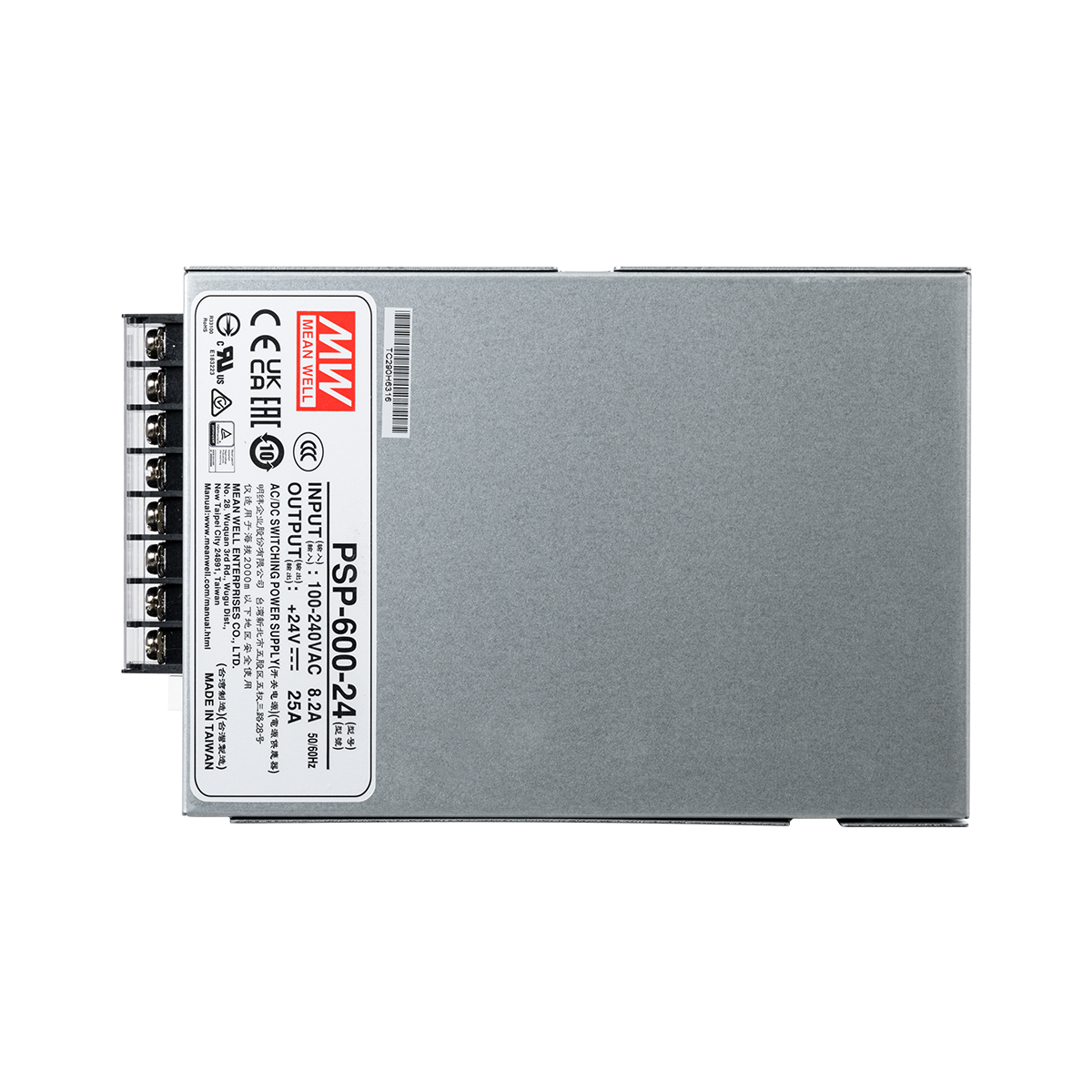GloboStar® PSP-600-24 90791 MEANWELL Ρυθμιζόμενο Μεταλλικό Τροφοδοτικό PELV για Προϊόντα LED 600W 25A - AC 220-240V σε DC 24V - Ρυθμιζόμενο από 20VDC έως 26.4VDC - IP20 Μ17 x Π12 x Υ9.3cm - 3 Years Warranty - Image 6