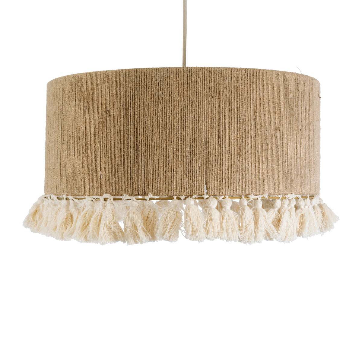 GloboStar® PUERTORICO 02094 Boho Κρεμαστό Φωτιστικό Οροφής Τρίφωτο 3 x E27 AC220-240V IP20 - Φ50 x Υ27cm - Μπεζ με Λευκό Λεπτό Νήμα Πλέγμα Βαμβακερό Καπέλο - 5 Χρόνια Εγγύηση - Image 5