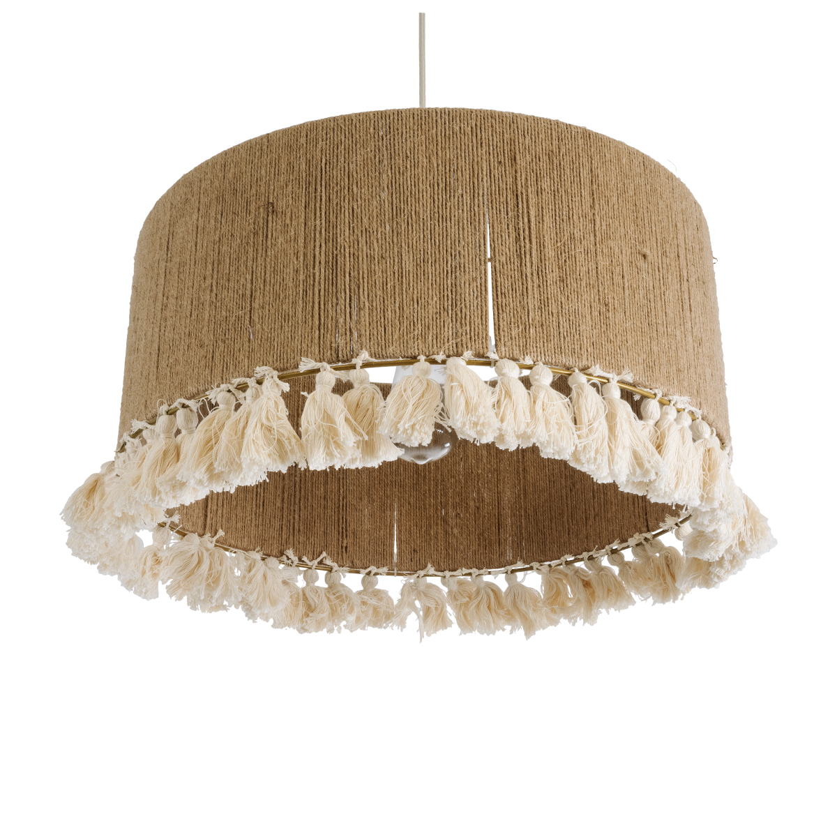 GloboStar® PUERTORICO 02094 Boho Κρεμαστό Φωτιστικό Οροφής Τρίφωτο 3 x E27 AC220-240V IP20 - Φ50 x Υ27cm - Μπεζ με Λευκό Λεπτό Νήμα Πλέγμα Βαμβακερό Καπέλο - 5 Χρόνια Εγγύηση - Image 6