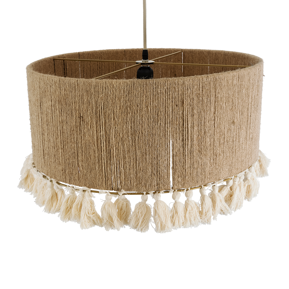 GloboStar® PUERTORICO 02094 Boho Κρεμαστό Φωτιστικό Οροφής Τρίφωτο 3 x E27 AC220-240V IP20 - Φ50 x Υ27cm - Μπεζ με Λευκό Λεπτό Νήμα Πλέγμα Βαμβακερό Καπέλο - 5 Χρόνια Εγγύηση - Image 7