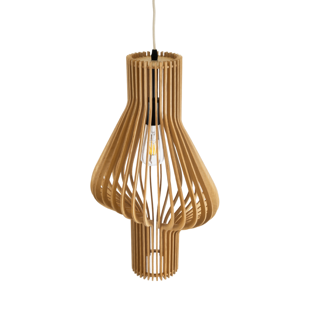 GloboStar® MIHIRO 02172 Boho Κρεμαστό Φωτιστικό Οροφής Μονόφωτο 1 x E27 AC220-240V IP20 - Φ32 x Υ56cm - Καφέ Ξύλινο Πλέγμα - 5 Χρόνια Εγγύηση - Image 7