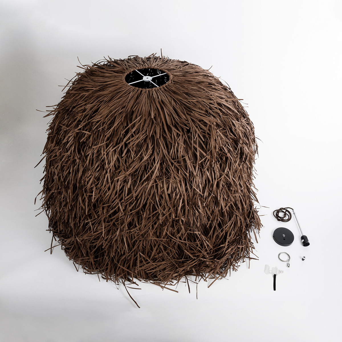 GloboStar® GUADELOUPE 02295 Boho Κρεμαστό Φωτιστικό Οροφής Μονόφωτο 1 x E27 AC220-240V IP20 - Φ120 x Υ100cm - Καφέ Σκούρο Φυσική Ράφια Νήμα Πλέγμα Καμπάνα - 5 Χρόνια Εγγύηση - Image 10