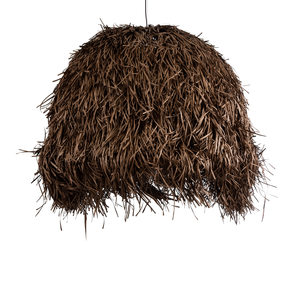 GloboStar® GUADELOUPE 02295 Boho Κρεμαστό Φωτιστικό Οροφής Μονόφωτο 1 x E27 AC220-240V IP20 - Φ120 x Υ100cm - Καφέ Σκούρο Φυσική Ράφια Νήμα Πλέγμα Καμπάνα - 5 Χρόνια Εγγύηση - Image 2