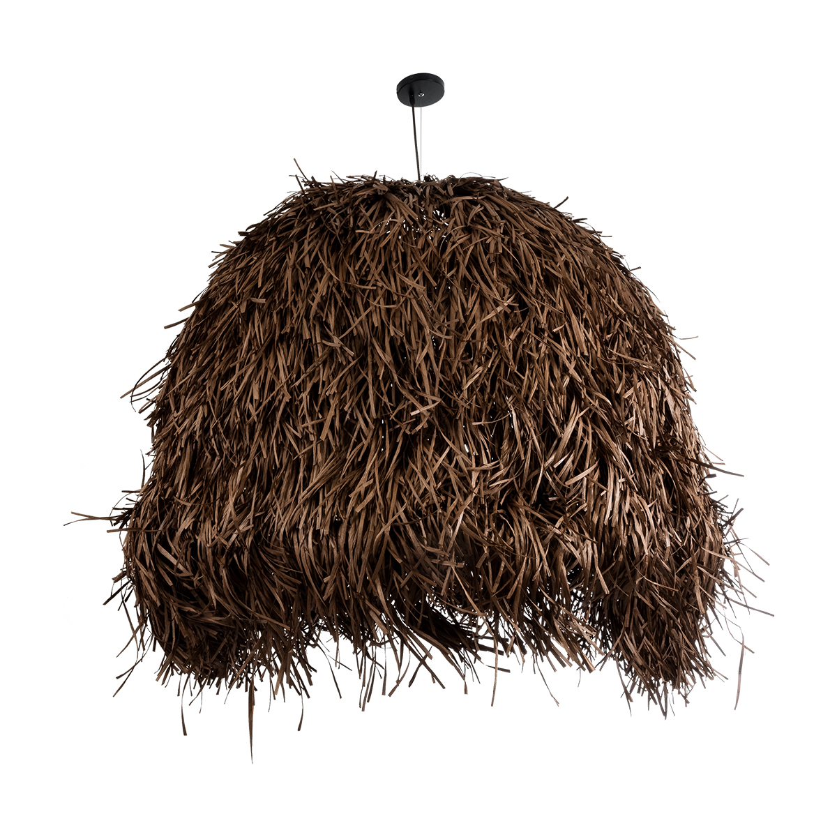 GloboStar® GUADELOUPE 02295 Boho Κρεμαστό Φωτιστικό Οροφής Μονόφωτο 1 x E27 AC220-240V IP20 - Φ120 x Υ100cm - Καφέ Σκούρο Φυσική Ράφια Νήμα Πλέγμα Καμπάνα - 5 Χρόνια Εγγύηση - Image 4