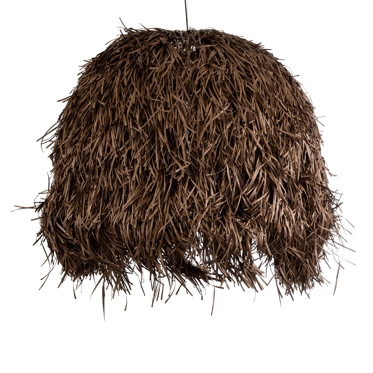 GloboStar® GUADELOUPE 02295 Boho Κρεμαστό Φωτιστικό Οροφής Μονόφωτο 1 x E27 AC220-240V IP20 - Φ120 x Υ100cm - Καφέ Σκούρο Φυσική Ράφια Νήμα Πλέγμα Καμπάνα - 5 Χρόνια Εγγύηση - Image 5