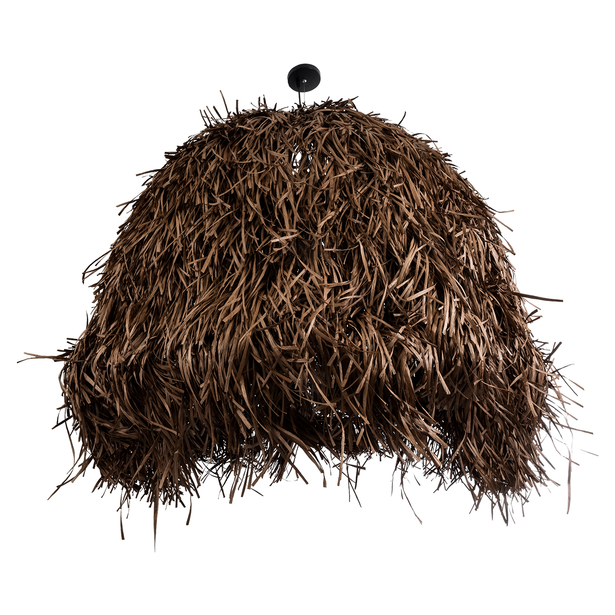 GloboStar® GUADELOUPE 02295 Boho Κρεμαστό Φωτιστικό Οροφής Μονόφωτο 1 x E27 AC220-240V IP20 - Φ120 x Υ100cm - Καφέ Σκούρο Φυσική Ράφια Νήμα Πλέγμα Καμπάνα - 5 Χρόνια Εγγύηση - Image 6