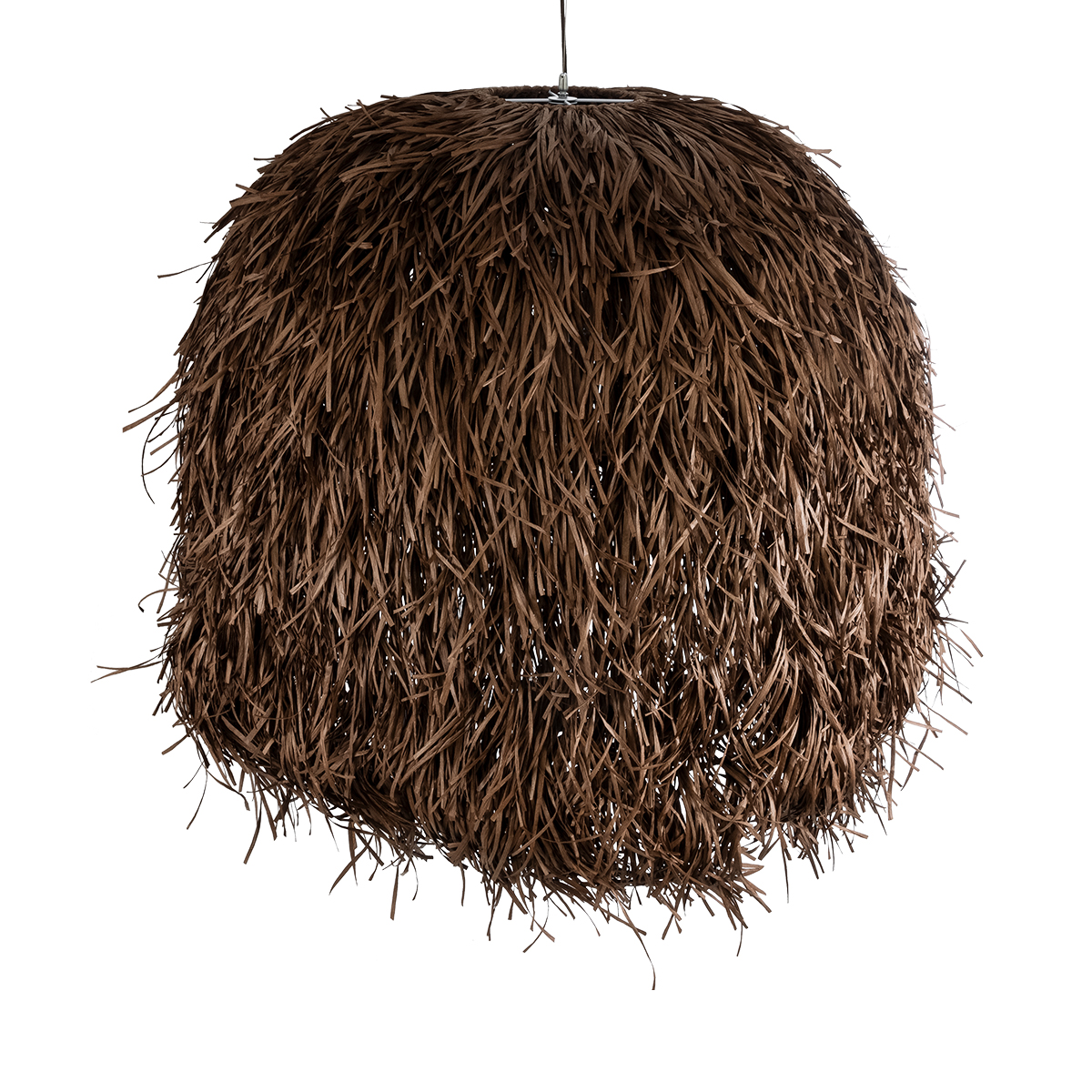 GloboStar® GUADELOUPE 02295 Boho Κρεμαστό Φωτιστικό Οροφής Μονόφωτο 1 x E27 AC220-240V IP20 - Φ120 x Υ100cm - Καφέ Σκούρο Φυσική Ράφια Νήμα Πλέγμα Καμπάνα - 5 Χρόνια Εγγύηση - Image 7