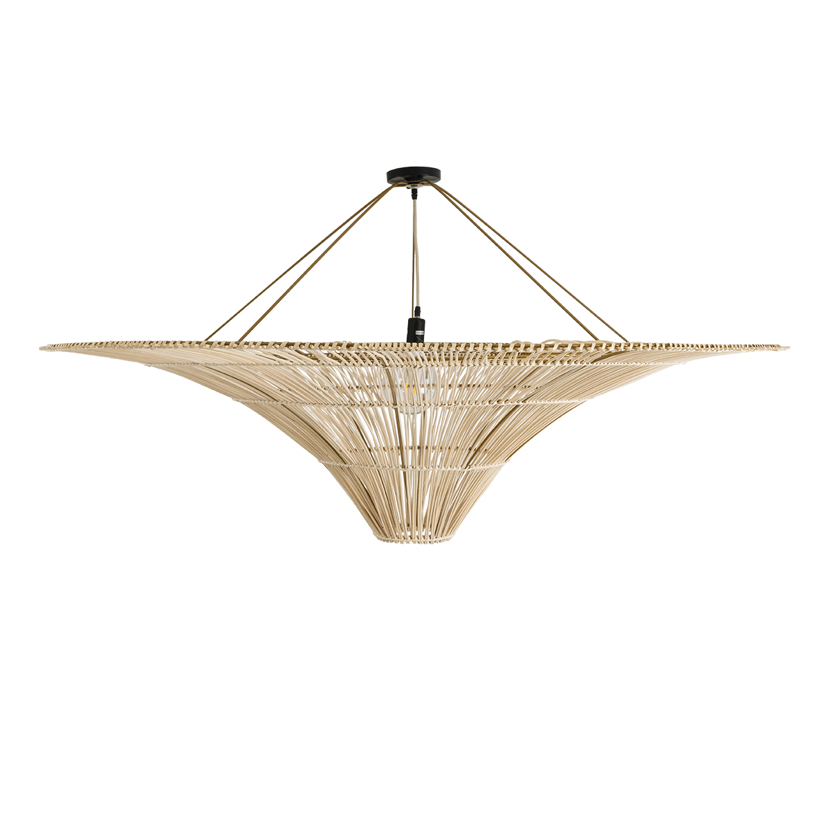 GloboStar® PALERMO 02309 Boho Φωτιστικό Οροφής Μονόφωτο 1 x E27 AC220-240V IP20 - Φ150 x Υ78cm - Μπεζ Ξύλινο Μπαμπού Πλέγμα - 5 Χρόνια Εγγύηση - Image 4