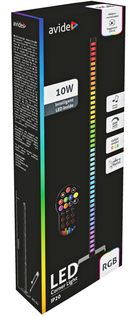 Avide LED Corner Light digital RGB with music sensor and IR remote - Image 4