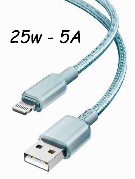 XO NB249 Καλώδιο Φόρτισης + Data Lightning 5A PVC 1m Μπλέ - Image 2