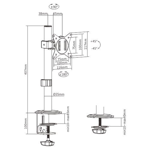 Brateck Βάση Monitor LDT66-C01 17" - 32" - Image 3