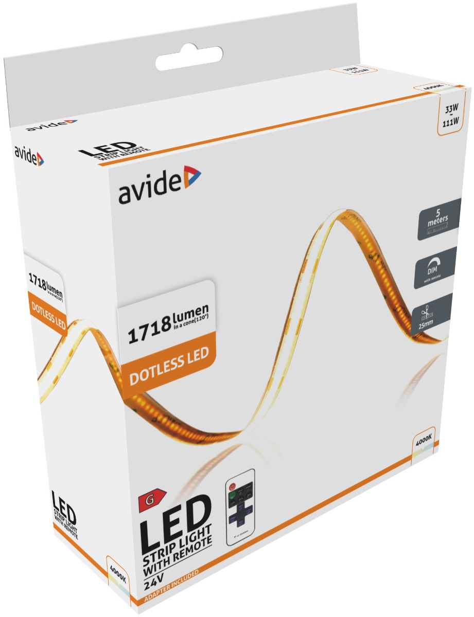 Avide LED Strip Blister RF 24V COB NW IP20 5m