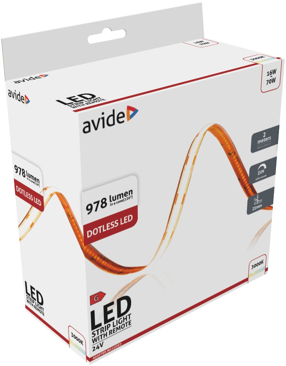 Avide LED Strip Blister RF 24V COB WW IP20 2m