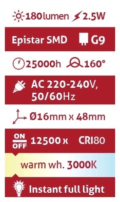 Avide LED G9 2.5W 160° Θερμό 3000K - Image 3