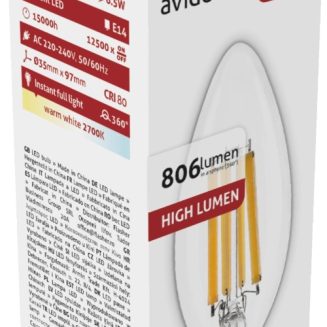 Avide LED Filament Candle 6.5W E14 WW 2700K High Lumen