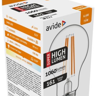 Avide LED Filament Globe 6.6W E27 A60 NW 4000K Super High Lumen