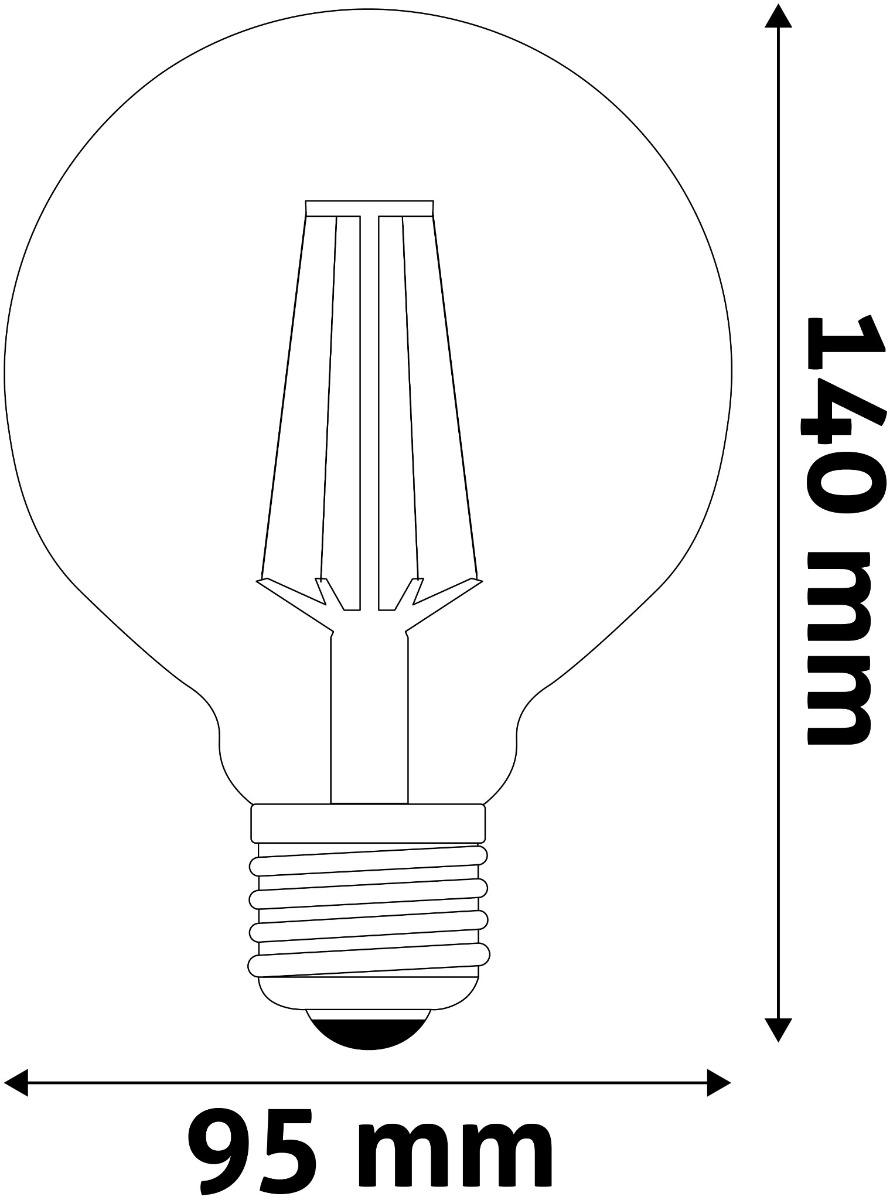 Avide LED Filament Κοινή G95 7W E27 360° Θερμό 2500K Ντιμαριζόμενο/Κεχριμπάρι - Image 3
