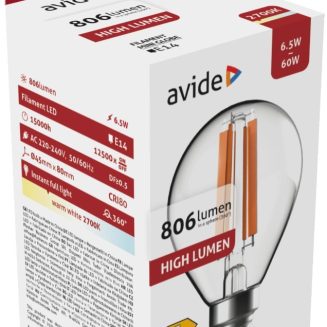 Avide LED Filament Mini Globe 6.5W E14 WW 2700K High Lumen